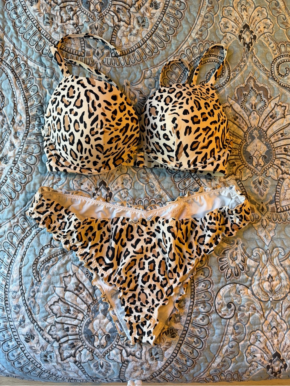 Shade & Shore Leopard Print Bikini Set - Beige & Black
